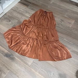 Copper high waisted maxi skirt